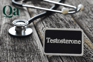 Stethoscope next to sign on table that reads testosterone